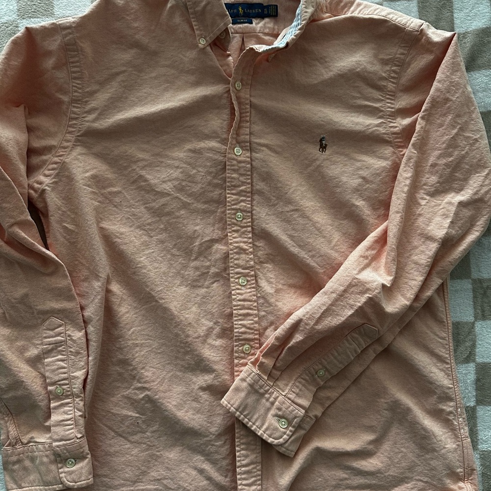 Ralph Lauren Men's Peach Button-Down Shirt